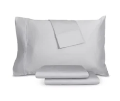 Sharper Image Gray Sateen 1,000-Thread Count Queen 4-Piece Sheet Set