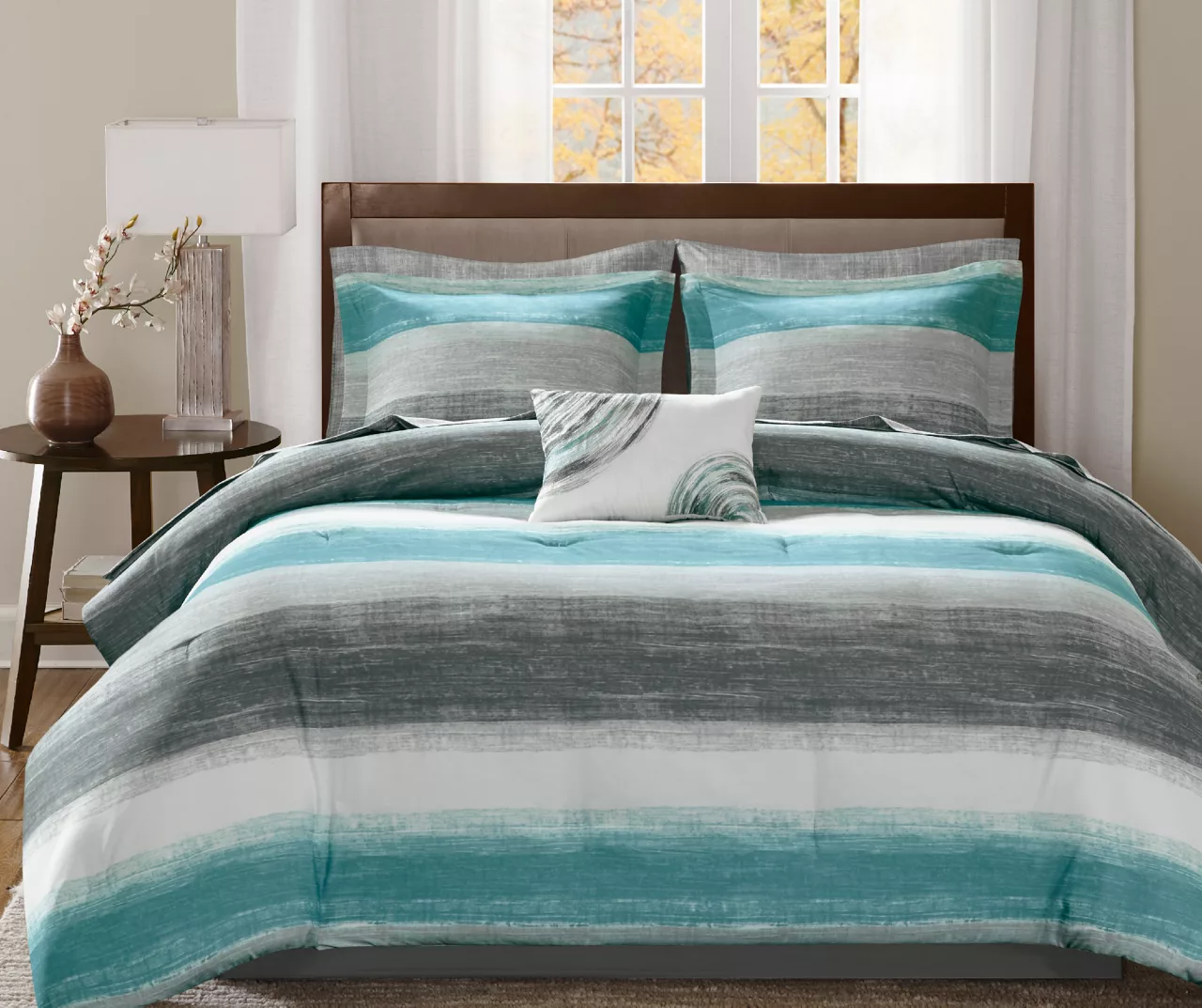Seth Aqua & Gray Paint Stroke Comforter Set 4 Seth Aqua & Gray Paint Stroke Comforter Set - Image 2